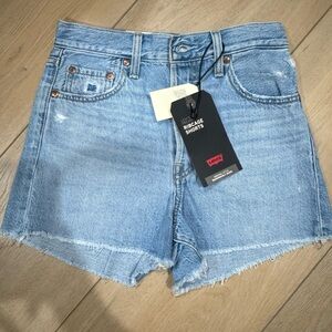 Levi's Women's ribcage Blue Denim Shorts